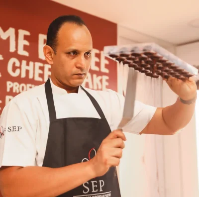 Chef Vikas Bagul showcasing his baking skills